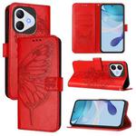 For Honor 400 Lite Global Embossed Butterfly Leather Phone Case(Red)