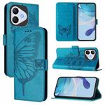 For Honor 400 Lite Global Embossed Butterfly Leather Phone Case(Blue)