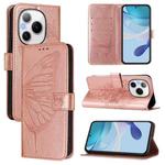 For Honor Power 5G Embossed Butterfly Leather Phone Case(Rose Gold)