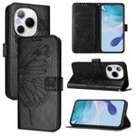 For Honor Power 5G Embossed Butterfly Leather Phone Case(Black)