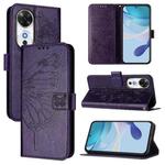 For Honor Play 60 5G Embossed Butterfly Leather Phone Case(Dark Purple)