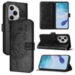 For Honor 400 Pro 5G Global 160.8mm Embossed Butterfly Leather Phone Case(Black)