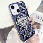 For iPhone 14 Diamond Electroplated Laser Carving Phone Case(Blue)