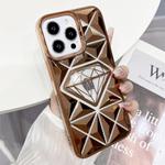 For iPhone 14 Pro Diamond Electroplated Laser Carving Phone Case(Gold)
