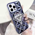 For iPhone 14 Pro Diamond Electroplated Laser Carving Phone Case(Blue)