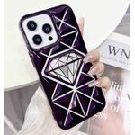 For iPhone 14 Pro Diamond Electroplated Laser Carving Phone Case(Purple)