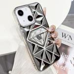 For iPhone 13 Diamond Electroplated Laser Carving Phone Case(Silver)