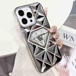 For iPhone 12 Pro Diamond Electroplated Laser Carving Phone Case(Silver)