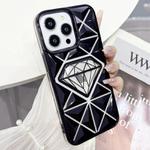 For iPhone 12 Pro Diamond Electroplated Laser Carving Phone Case(Black)