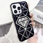 For iPhone 14 Pro Max Diamond Electroplated Laser Carving Phone Case(Black)