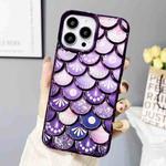 For iPhone 13 Pro Max Mermaid Scale Electroplated Laser Carving Phone Case(Purple)