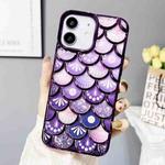 For iPhone 12 Mermaid Scale Electroplated Laser Carving Phone Case(Purple)