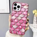 For iPhone 12 Pro Max Mermaid Scale Electroplated Laser Carving Phone Case(Pink)