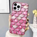 For iPhone 12 Pro Mermaid Scale Electroplated Laser Carving Phone Case(Pink)
