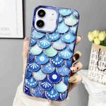 For iPhone 11 Mermaid Scale Electroplated Laser Carving Phone Case(Blue)