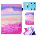 For 7 inch Universal Colored Drawing Stitching Leather Tablet Case(Pink Sea)