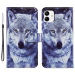 For Samsung Galaxy A05 Painted Pattern Horizontal Flip Leather Phone Case(White Wolf)