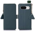 For Google Pixel 8A Side-Magnetic TJ Genuine Leather RFID Phone Case(Green)