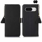 For Google Pixel 8A Side-Magnetic TJ Genuine Leather RFID Phone Case(Black)