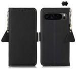 For Google Pixel 9 Pro Side-Magnetic TJ Genuine Leather RFID Phone Case(Black)