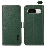 For Google Pixel 8a KHAZNEH Side-Magnetic Litchi Genuine Leather RFID Phone Case(Green)