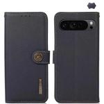 For Google Pixel 9 Pro KHAZNEH Custer Genuine Leather RFID Phone Case(Blue)