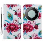For Huawei Mate 60 Painted Pattern Horizontal Flip Leather Phone Case(Peacock Flower)