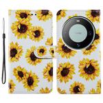 For Huawei Mate 60 Pro Painted Pattern Horizontal Flip Leather Phone Case(Sunflower)