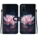 For Samsung Galaxy S20 Crystal Texture Colored Drawing Leather Phone Case(Purple Peony)