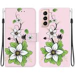 For Samsung Galaxy S22 5G Crystal Texture Colored Drawing Leather Phone Case(Lily)