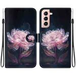 For Samsung Galaxy S22+ 5G Crystal Texture Colored Drawing Leather Phone Case(Purple Peony)
