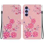 For Samsung Galaxy S23 FE 5G Crystal Texture Colored Drawing Leather Phone Case(Cherry Blossoms)