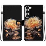For Samsung Galaxy S23+ 5G Crystal Texture Colored Drawing Leather Phone Case(Gold Peony)