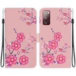 For Samsung Galaxy S20 FE 5G Crystal Texture Colored Drawing Leather Phone Case(Cherry Blossoms)