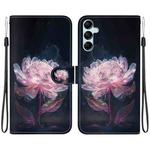 For Samsung Galaxy A15 Crystal Texture Colored Drawing Leather Phone Case(Purple Peony)