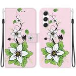 For Samsung Galaxy S24+ 5G Crystal Texture Colored Drawing Leather Phone Case(Lily)