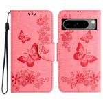 For Google Pixel 8 Butterfly Embossed Flip Leather Phone Case(Pink)