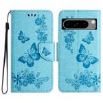 For Google Pixel 8 Pro Butterfly Embossed Flip Leather Phone Case(Blue)