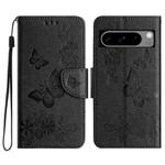 For Google Pixel 8 Pro Butterfly Embossed Flip Leather Phone Case(Black)