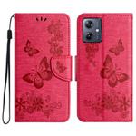 For Motorola Moto G54 Butterfly Embossed Flip Leather Phone Case(Red)