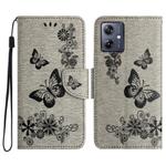 For Motorola Moto G54 Butterfly Embossed Flip Leather Phone Case(Grey)