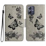 For Motorola Moto G55 Butterfly Embossed Flip Leather Phone Case(Grey)