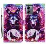 For Motorola Moto G14 Painted Pattern Horizontal Flip Leather Phone Case(Wolf Totem)
