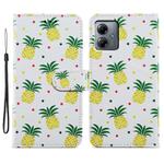 For Motorola Moto G14 Painted Pattern Horizontal Flip Leather Phone Case(Pineapple)