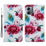 For Motorola Moto G14 Painted Pattern Horizontal Flip Leather Phone Case(Peacock Flower)