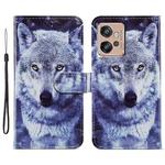 For Motorola Moto G32 Painted Pattern Horizontal Flip Leather Phone Case(White Wolf)