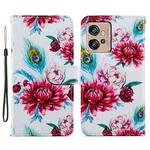 For Motorola Moto G32 Painted Pattern Horizontal Flip Leather Phone Case(Peacock Flower)