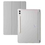 For Samsung Galaxy Tab S9 3-Fold Clear Acrylic Leather Tablet Case(Grey)