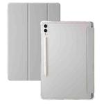For Samsung Galaxy Tab S10 Ultra 3-Fold Clear Acrylic Leather Tablet Case(Grey)