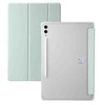 For Samsung Galaxy Tab S10 FE+ 3-Fold Clear Acrylic Leather Tablet Case(Green)